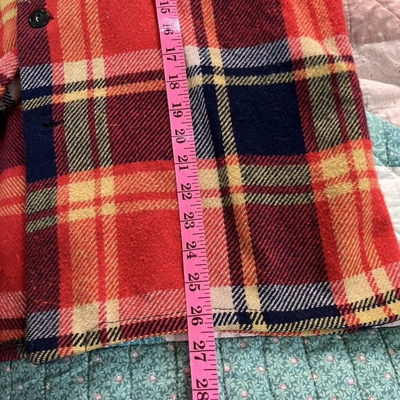Vintage Sigal Shirt Red Plaid Wool Blend Lumberjack Camper Shacket - Picture 8 of 10